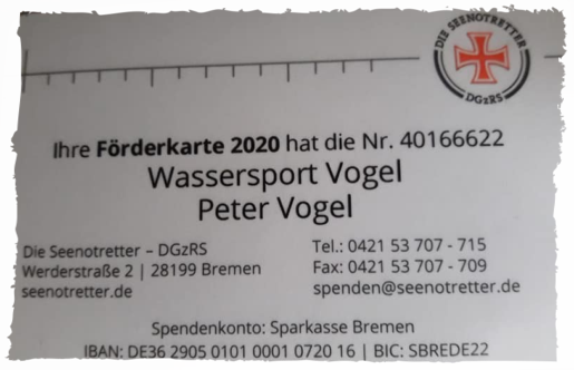 Die Seenotretter werden von Wassersport Vogel unterstützt.